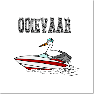 Ooievaar op een boot Posters and Art